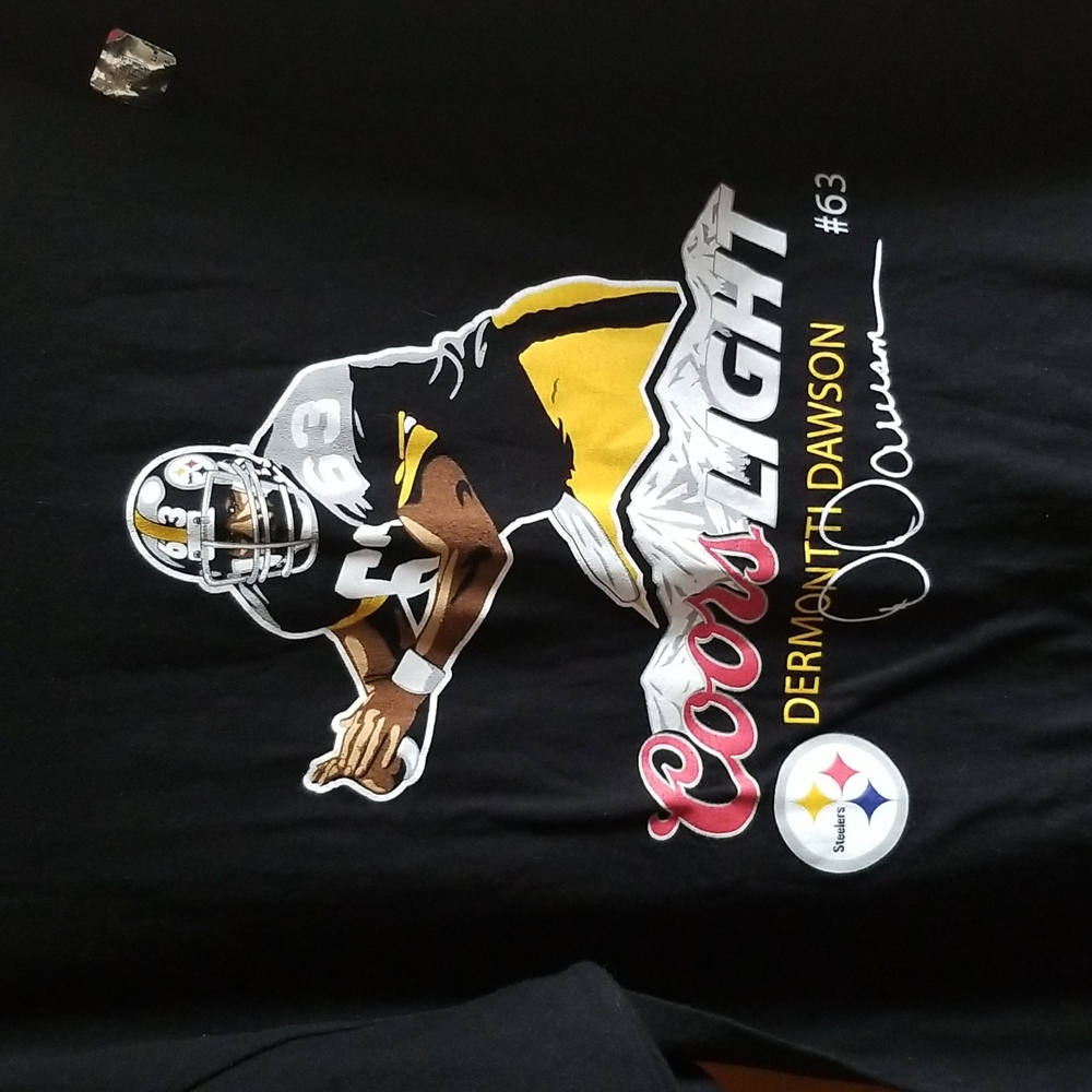 XL BLACK Coors Light black STEELERS  Dermontti Dawsin #63 short sleeved tee shir
